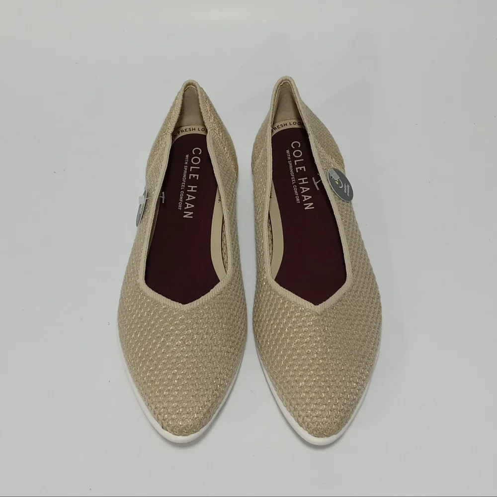 COLE HAAN Women's Springfeel Stitchlte Ballet Flats Skimmer Shoe Beige Size 5.5